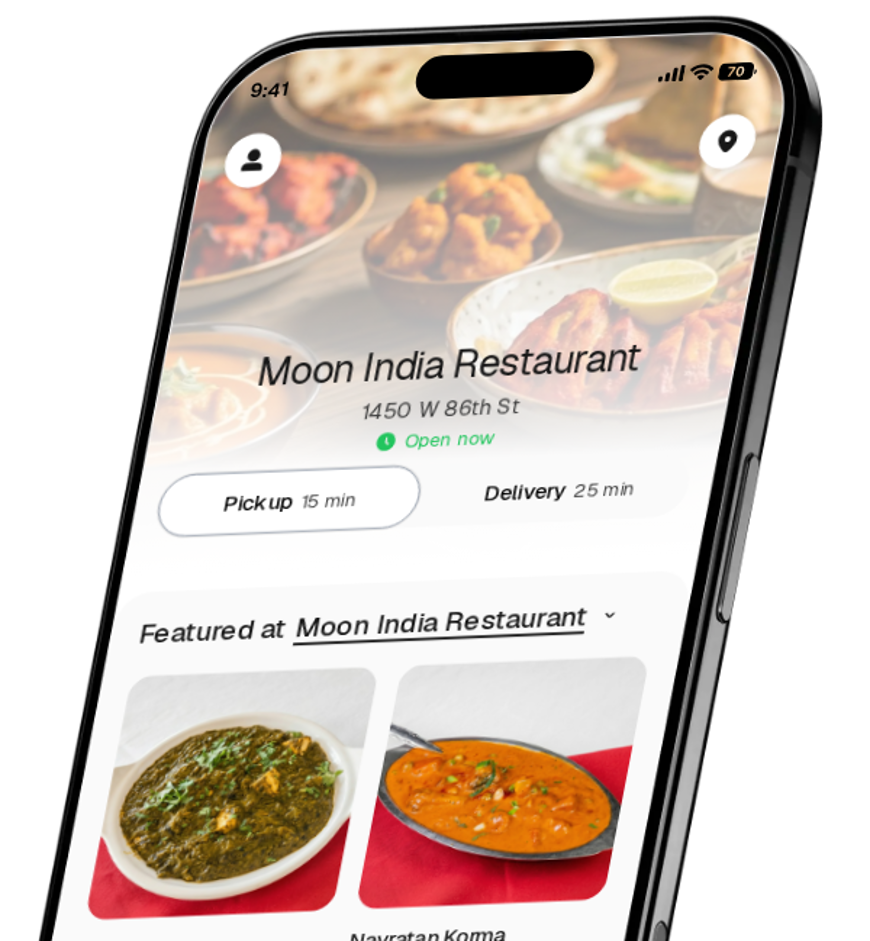 Moon India Restaurant app preview